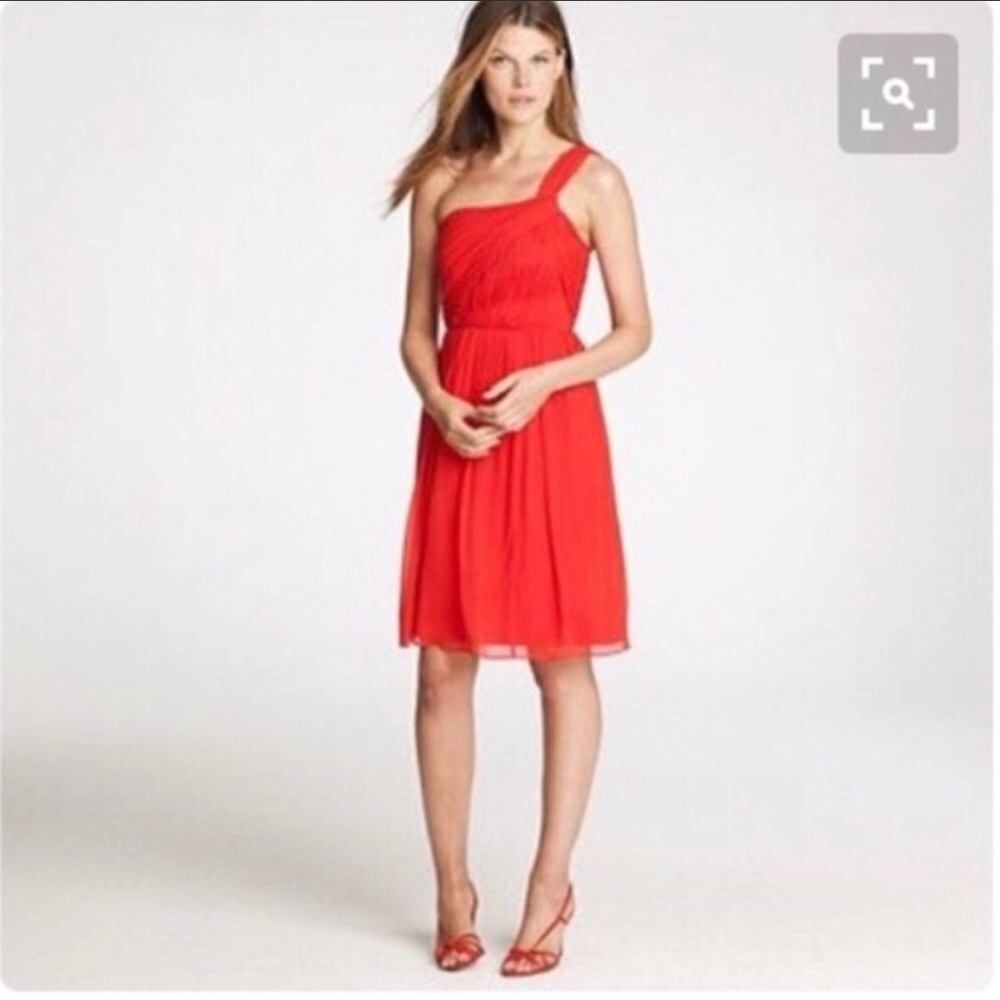 NWT JCrew Lucienne dress in red silk chiffon, sz 4